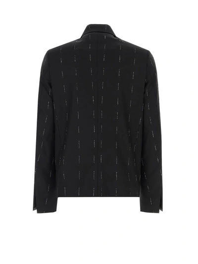 Shop Givenchy Wool Blazer With All-over Logo Print In Black