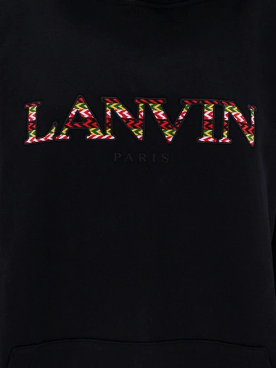 Shop Lanvin Cotton Sweatshirt With Curb  Logo Embroidery In Black