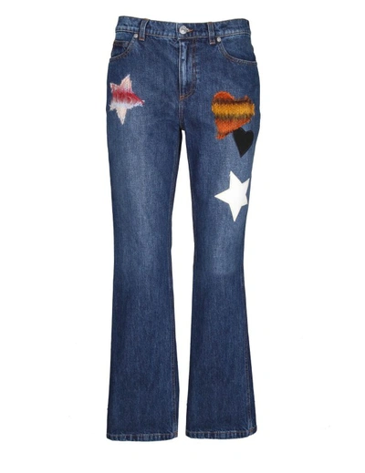 Shop Marni Denim Cotton With Applications Pants In Blue