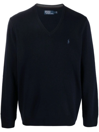 Shop Polo Ralph Lauren Blue Wool Sweater