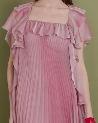 Shop Gemy Maalouf Squared Neckline Blush Dress - Long Dresses In Pink