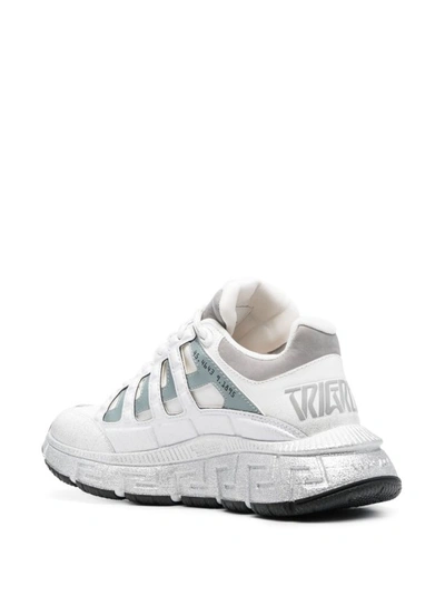 Shop Versace Glitter Detail White Sneakers