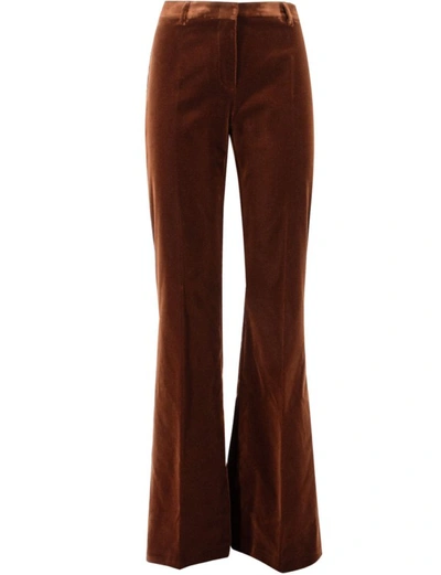 Shop Etro Cotton Velvet Trousers In Brown