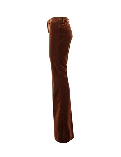 Shop Etro Cotton Velvet Trousers In Brown