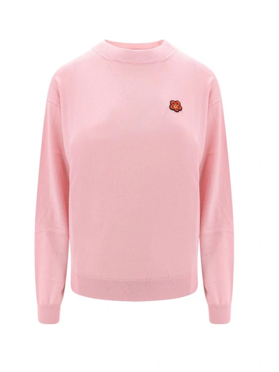 Shop Kenzo Wool Sweater With Embroidery In Pink