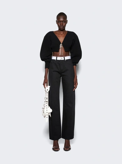 Shop Alexander Wang V-neck Cropped Cardigan With Crystal Tie In Black