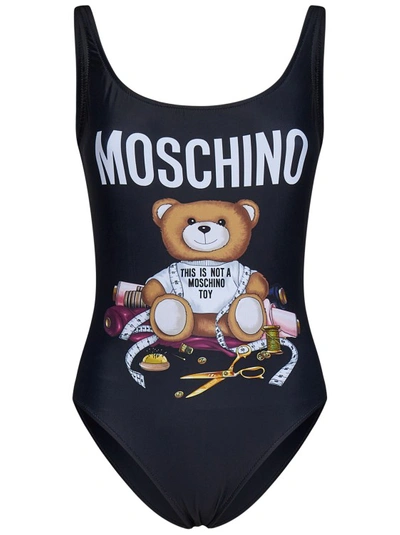 Shop Moschino Graphic Print Black Swimsuit