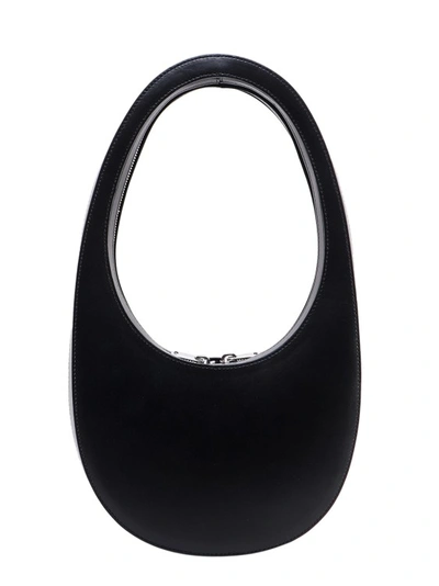 Shop Coperni Leather Shoulder Bag With Frontal Logo In Black