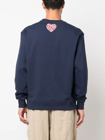 Shop Kenzo Heart Print Blue Sweatshirt