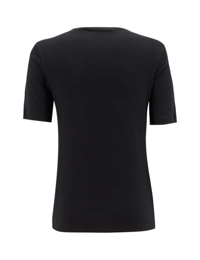 Shop Fabiana Filippi Black Ribbed Cotton Jersey T-shirt