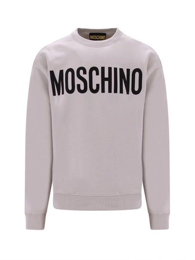 Shop Moschino Organic Cotton Sweatshirt With Logo Print In Grey