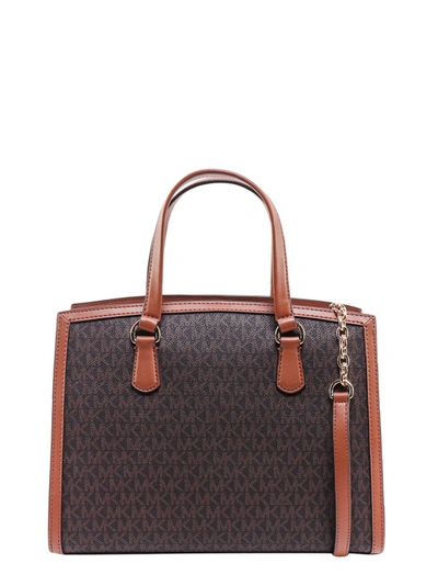 Shop Michael Kors All-over Monogram Coated Canvas Handbag In Brown