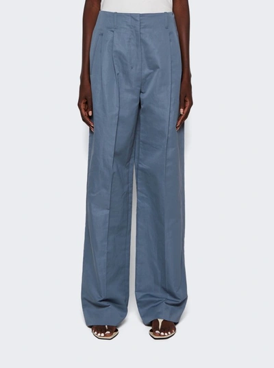 Shop The Row Gaugin Cotton And Ramie Pants In Blue