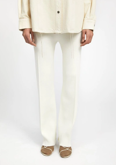 Shop Aeron Zero008 - Ribbed Straight Pants In White