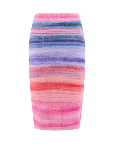 Shop Missoni Wool Blend Skirt With Iconic Pattern In Multicolor