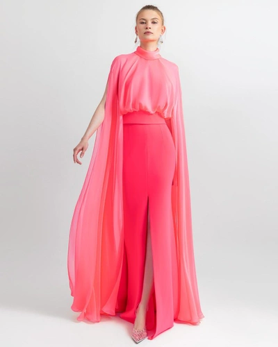 Shop Gemy Maalouf High-neckline Top And Mermaid Cut Skirt - Sets In Pink