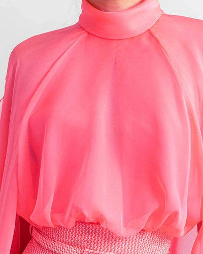 Shop Gemy Maalouf High-neckline Top And Mermaid Cut Skirt - Sets In Pink