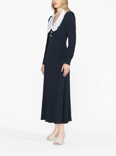 Shop Alessandra Rich Blue Long-sleeved Dress