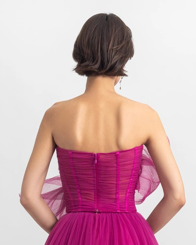 Shop Gemy Maalouf Tulle Corset - Tops In Pink