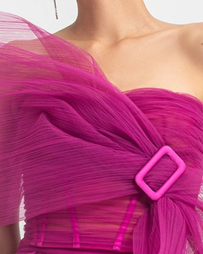 Shop Gemy Maalouf Tulle Corset - Tops In Pink
