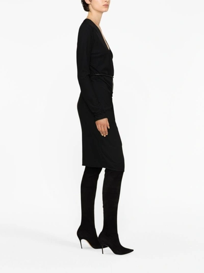 Shop Tom Ford Black Belted-waist Mini Dress