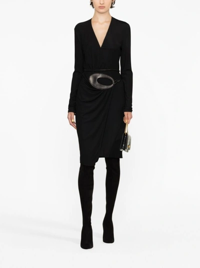 Shop Tom Ford Black Belted-waist Mini Dress