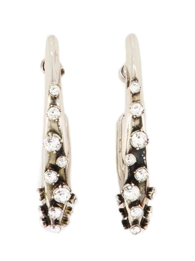 Shop Alexander Mcqueen Pave Earrings - Silver Tone In Not Applicable