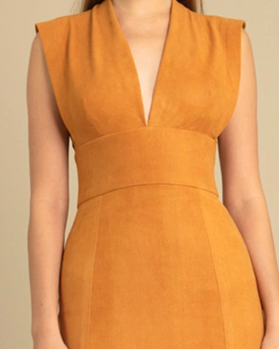 Shop Gemy Maalouf V-cut Neckline Dress - Long Dresses In Orange