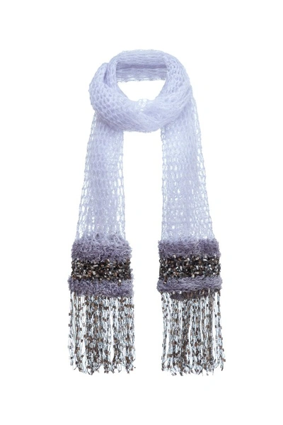 Shop Andreeva Grey Cashmere Handmade Knit Scarf