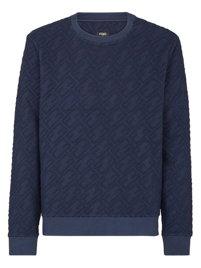 Shop Fendi Embossed Jersey Sweatshirt In Blue
