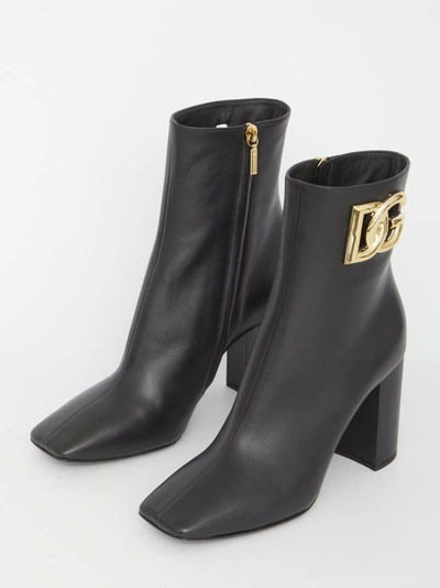 Shop Dolce & Gabbana Jackie 90 Leather Ankle Boots In Black