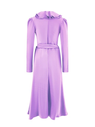 Shop Philosophy Di Lorenzo Serafini Satin Dress With Rouche In Purple