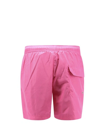 Shop Palm Angels Nylon Swim Trunk With Logo Print In Pink