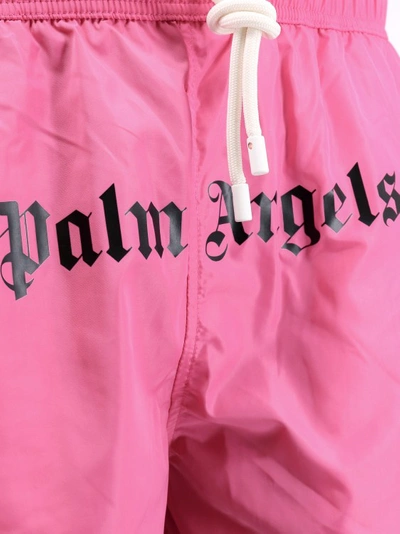 Palm Angels Logo Print Swimming Shorts Hot Pink