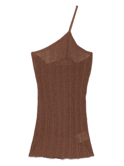 Shop Aeron Vivat - Metallic Knit Top In Brown