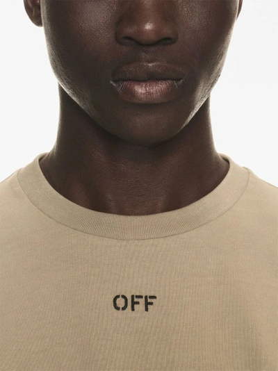 Shop Off-white Beige Short-sleeved T-shirt In Brown