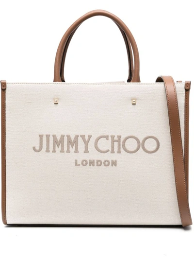 Shop Jimmy Choo Logoed Beige Handbag In Neutrals