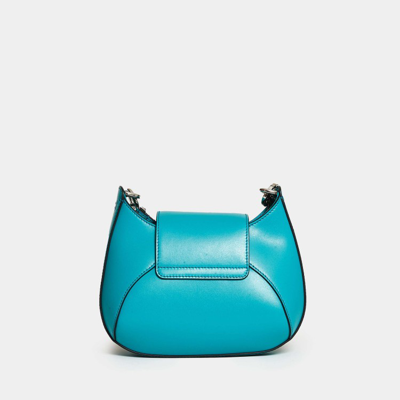 Shop Hogan Turquoise Hobo Mini Leather Bag In Blue