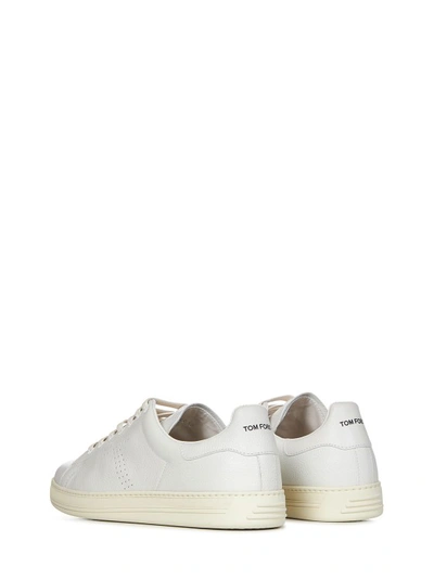 Shop Tom Ford White Low-top Calfskin Leather Sneakers