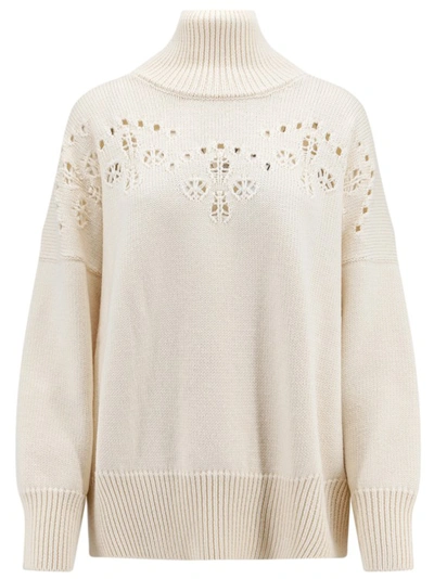 Shop Chloé Ribbed Wool Sweater In White