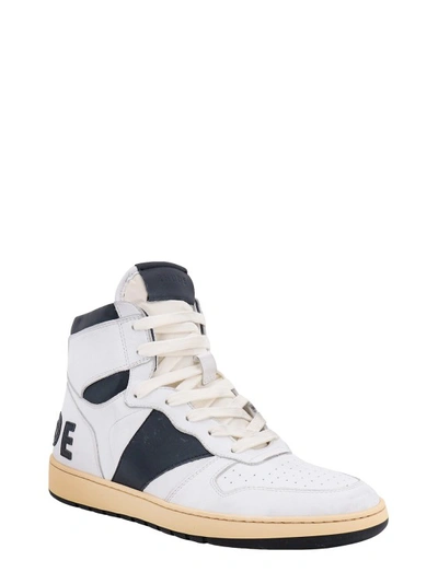 Shop Rhude Leather Sneakers In White