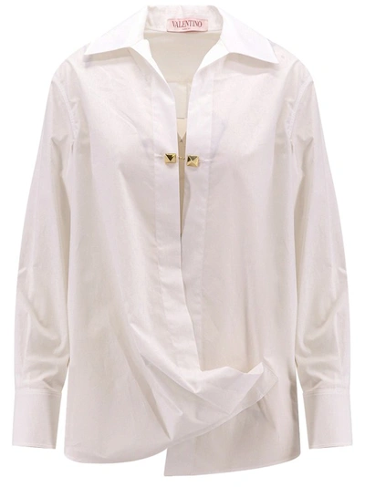 Shop Valentino Iconic Buttons Cotton Shirt In White
