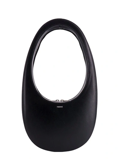 Shop Coperni Leather Shoulder Bag With Logo Print In Black