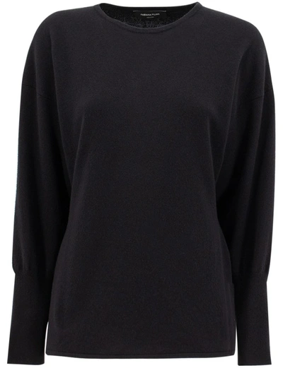 Shop Fabiana Filippi Black Long-sleeve Knit Sweater
