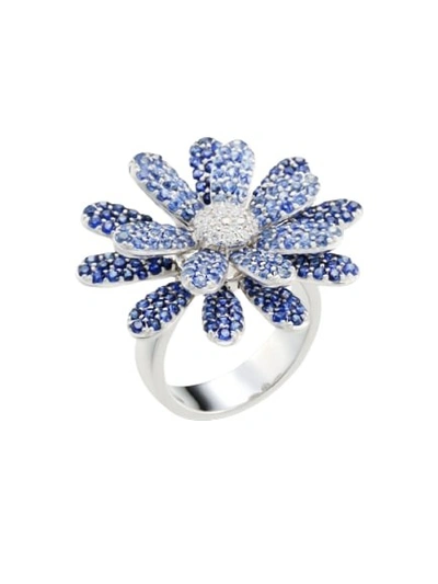 Shop Mio Harutaka Blue Sapphire Daisy Ring In Not Applicable