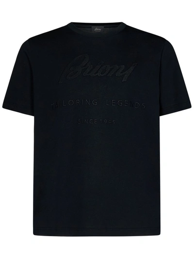 Shop Brioni Black Cotton Jersey Crewneck T-shirt