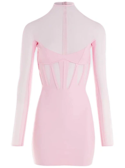 Shop Mugler Corset Illusion Dress In Pink