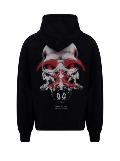 Shop 44 Label Group Cotton Sweatshirt With Frontal And Back Logo Print In Black