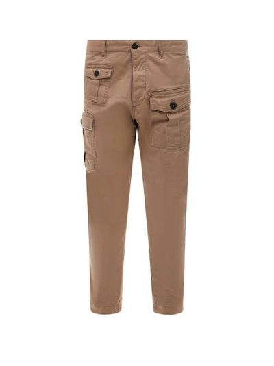 Shop Dsquared2 Cargo Cotton Trouser With Pockets In Brown