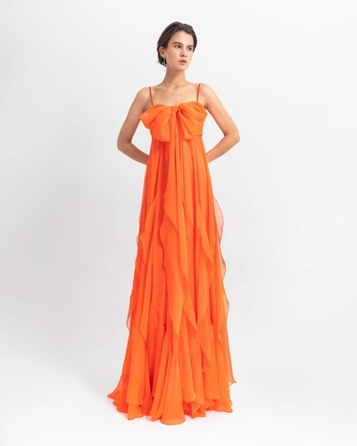 Shop Gemy Maalouf Flared Long Dress - Long Dresses In Orange